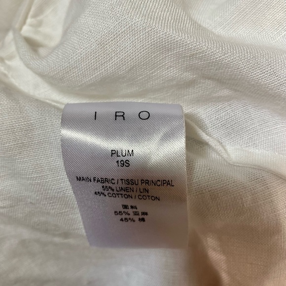 IRO NWT France white linen one shoulder ruffle shirt top peplum asymmetric 38 M - Picture 6 of 11